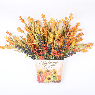 Faux Fall Thanksgiving Berry Floral Arrangement in Pot