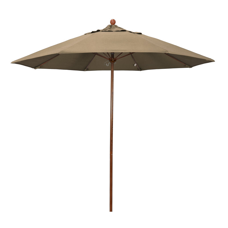9 pi. Parasol commercial en fibre de verre pour parasol en oléfine, Toile Sunbrella® beige chiné