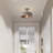 Modern Semi Flush Mount Ceiling Light Fixture,11.8" Brass Accent Ceiling Mounted Light With Brown Metal Shade,1 Light Indoor Hallway Light Fixture For Porch Entryway Foyer Kitchen Bedroom Living Room