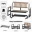 Banc oscillant 2 places en PEHD bicolore noir et brun
