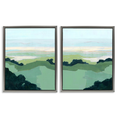 Hill Side Nautical Landscape Abstract 2 Piece Framed Floater Canvas Set by Grace Popp