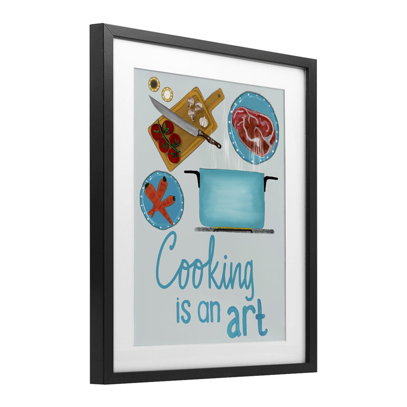 Cooking Is An Art Phrase Framed Print Under Glass, design by Christine Becker, Midnight Black Frame, 16" H x 13" W