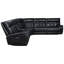 Canapé modulaire en cuir noir à double puissance avec capitonnage à grille moderne et porte-gobelets amovibles pour la console
