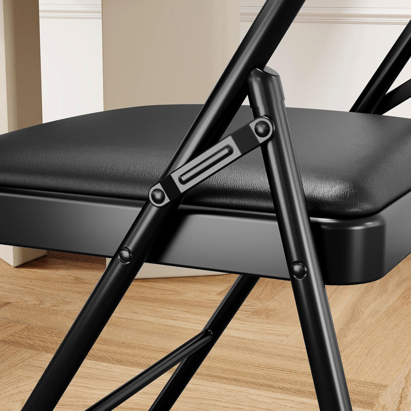 Chaises pliantes avec coussin et dossier rembourrés, chaises pliantes pour l'extérieur, 2, Noir, noir, noir, noir