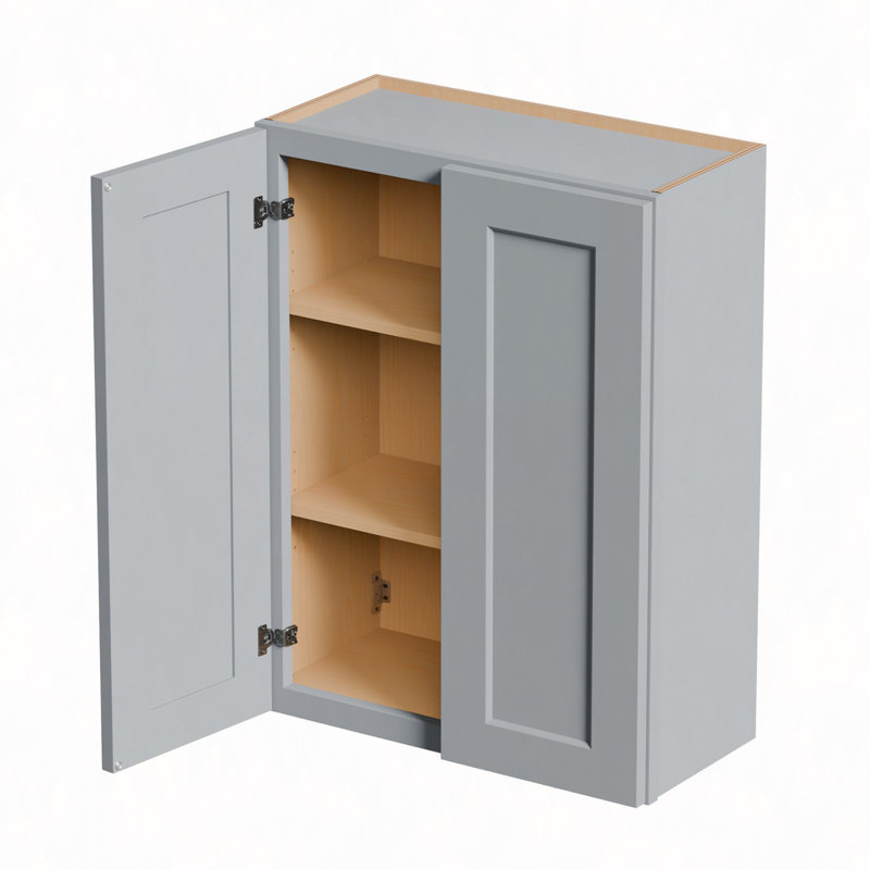 Armoire murale en bois massif avec portes à fermeture douce, tablettes réglables - rangement à double porte de 27 po pour la cuisine, la salle de bain, la buanderie, le garage (assemblage facile, l 27 po x P 12 po x H 36 po)