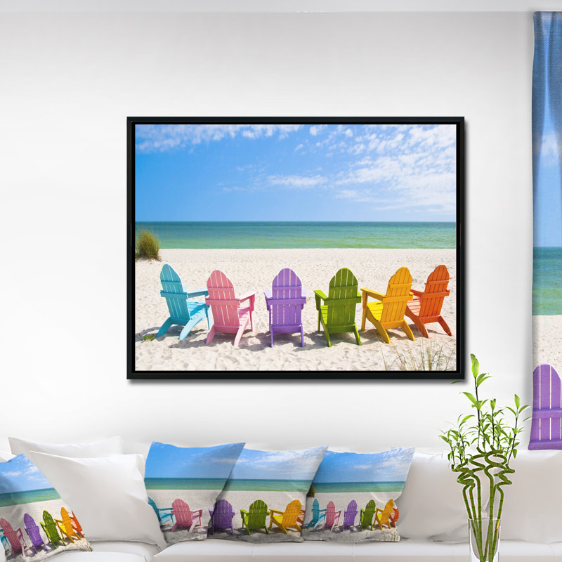 Photographie de plage, art mural, chaises Adirondack, reproduction côtière - chaises de plage Adirondack, L 40 po x H 30 po