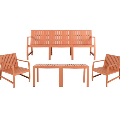 5 Patio Furniture - Apricot Brown, 3 , 2 Chairs, Coffee Tables, Rust , Polypropylene, Waterproof, Space, Breathable Slatted Design Brown Indoor/Outdoor Frame, Quick Assembly, Smart Space Utilization