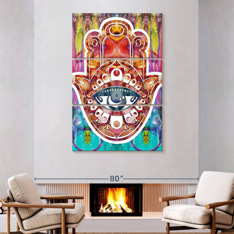 Hamsa multicolore Kerrick, H 74 po x l 48 po