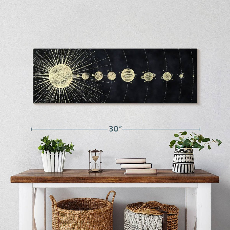 " Minimalist Solar System " Print, 10" H x 30" W x 1.25" D