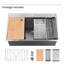 Évier de cuisine encastrable 33 po x 22 po en acier inoxydable. Gris foncé, bol simple avec accessoires, fonction de drainage rapide, drainage de construction rapide