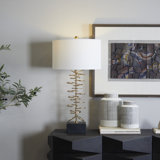 Metal Gold Stacked Ring Gold Table Lamp with Drum Shade