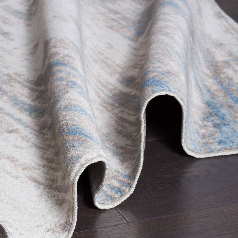 Tapis abstrait beige / gris, Rectangle 3 pi 3 po x 4 pi 11 po