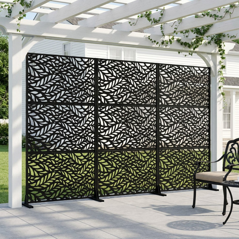 183cm H Freestanding Metal Room Divider Decorative Privacy Screen Garden Lattice Panel Trellis for Patio, Balcony, Backyard, Pool, Indoor Room