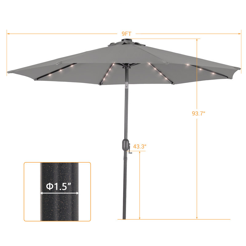 Parasol de marché pour terrasse 9 pi, Gris