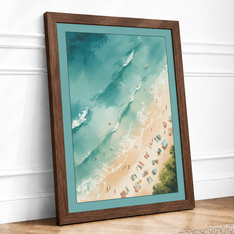 Beach From Above Coastal - Print, Walnut, A1 - 84.1 x 59.4 cm