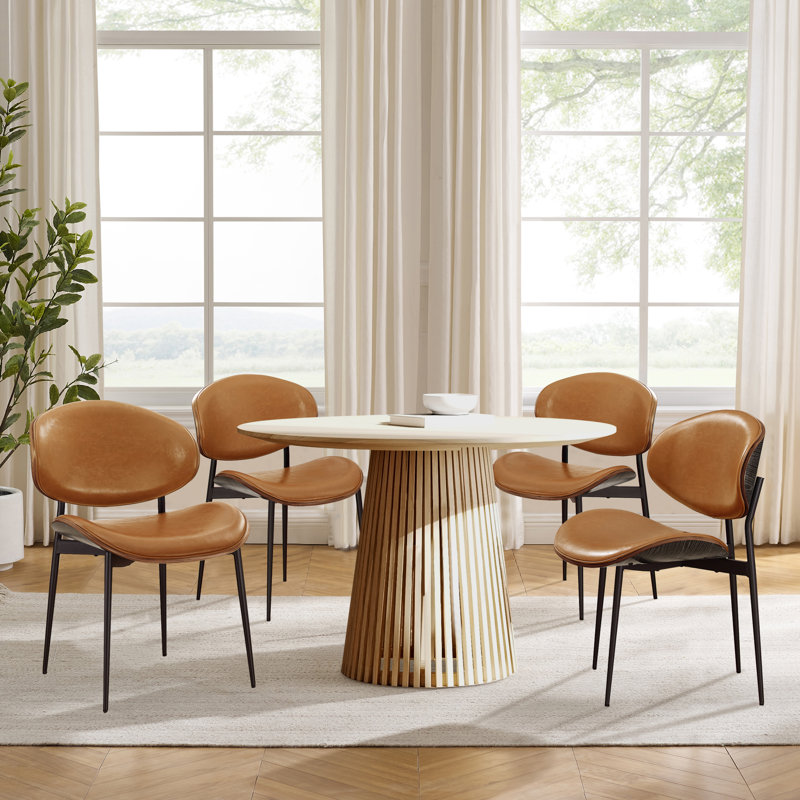 46cm H Upholstered Metal Side Chair, Brown