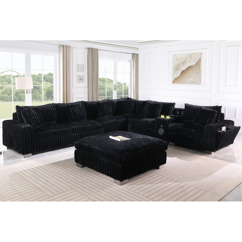 Canapé modulaire noir avec repose-pieds Snugge Station , Noir