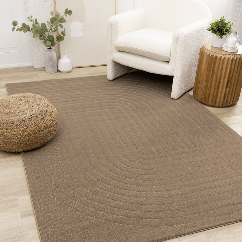 Tapis intérieur / extérieur géométrique ton sur ton / uni 8 pi x 11 pi (7 pi 10 po x 10 pi 10 po), brun, art déco - salon, chambre à coucher, salle à manger et cuisine