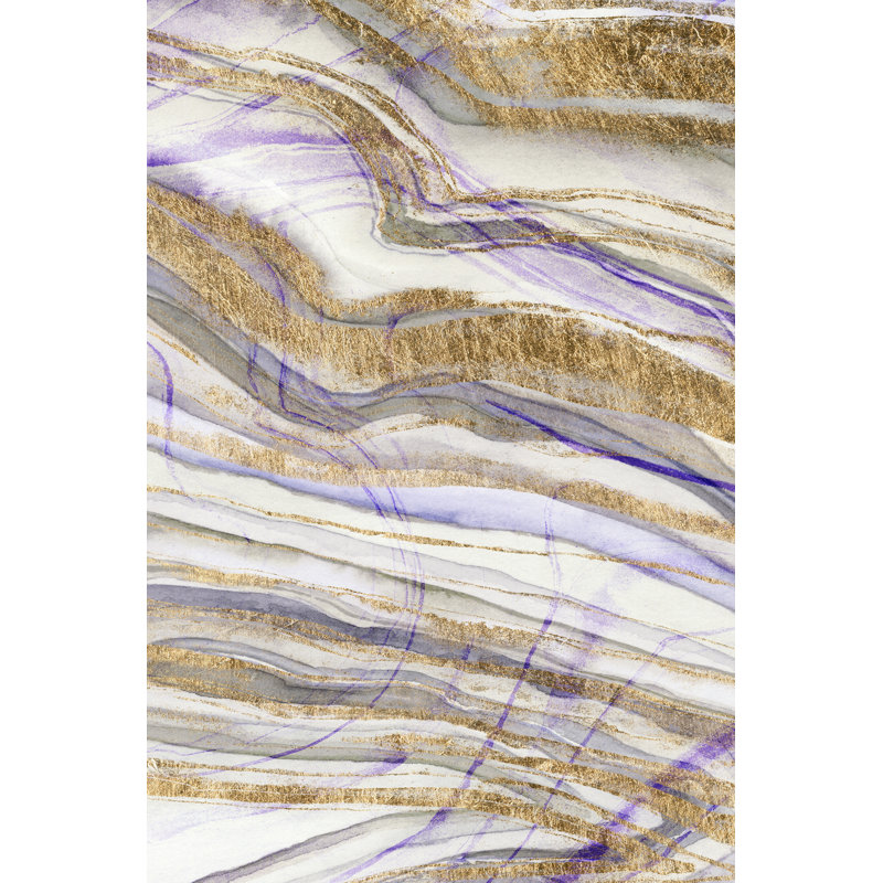 'Amethyst & Gold II' - Painting Print, 122cm H x 81cm W, Black Floater Framed
