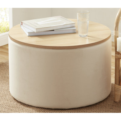 Large Round Storage Ottoman Coffee Table Ottoman With Lift Off Lid