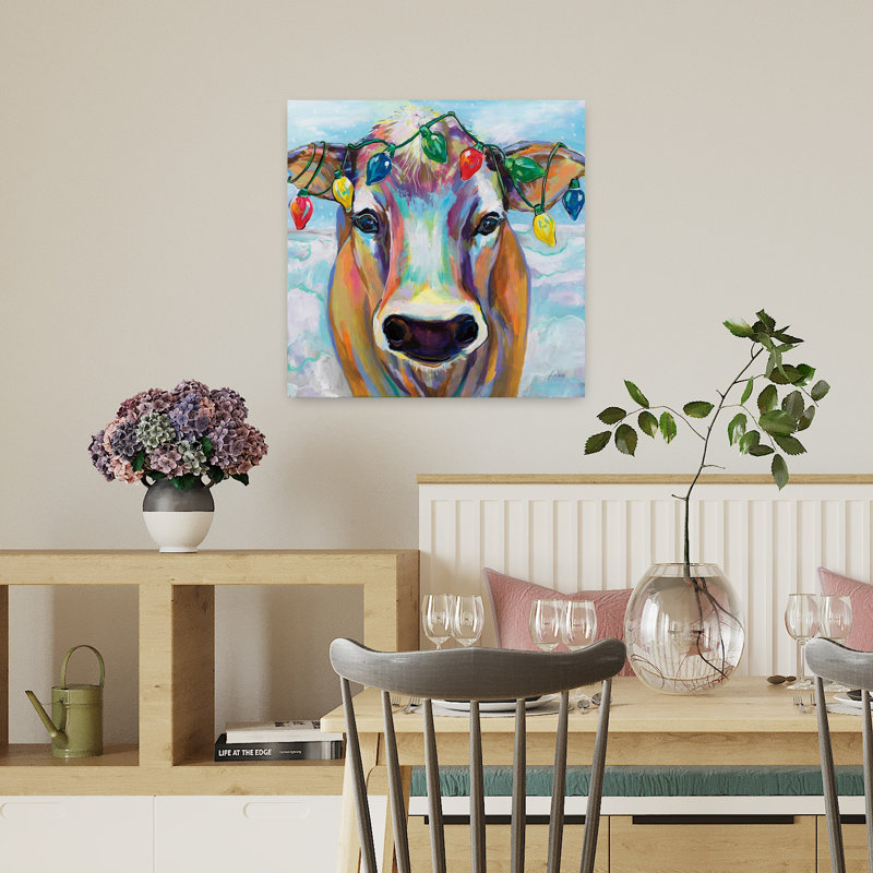 Art contemporain avec des animaux de grange, H 18 po x l 18 po