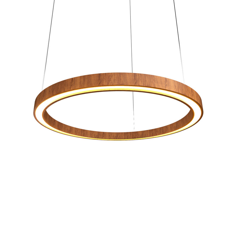 Lustre tambour unique à 1 lumière DEL, Imbuia, H 1,56 po x l 31,2 po x P 31,2 po