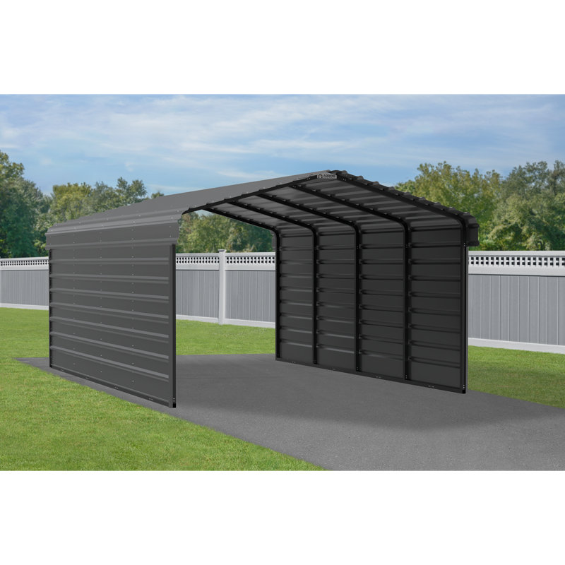Steel Carport With 2 Side Wall Kits, 12X20X7, Black