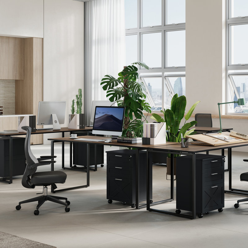 48.5 cm W 3 -Drawer Solid Wood Filing Cabinet, Black