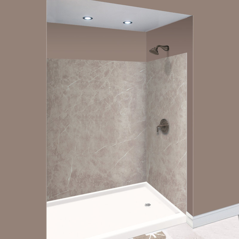 Expressions 3 Panel Shower Wall, Bianca, 72" H x 60" W x 48" D