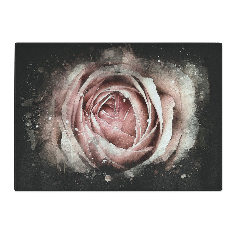 Rose Flower Vol.3 Paint Splash Chopping Board, 0.4cm H x 20cm W x 28.5cm L