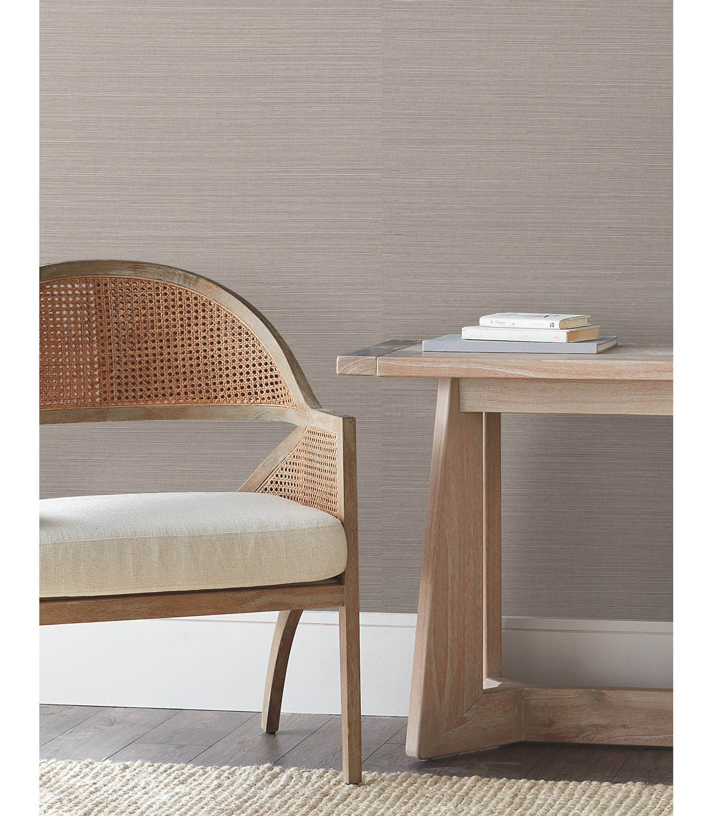 Natural Sisal Peel and Stick Grasscloth Wallpaper, Gray