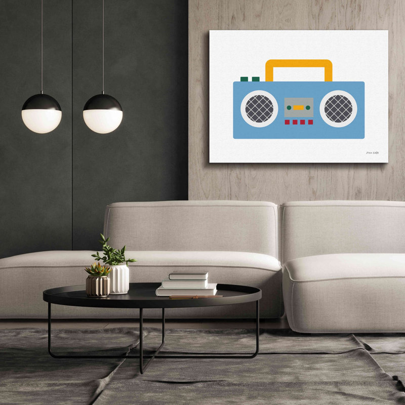 «Retro Boombox» par Ann Kelle Designs, art mural sur toile, H 40 po x l 54 po x P 1,5 po