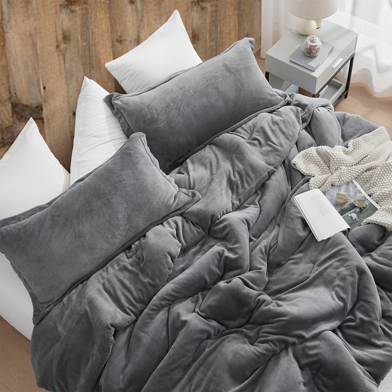Git Cozy Coma Inducer Velvety Oversized Comforter Set, Gray, King Comforter + 2 King Shams