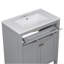 Meuble-lavabo de 30 po avec lavabo en céramique, armoire de salle de bain simple grise moderne avec 2 portes et une tablette, portes à fermeture douce-1280668320