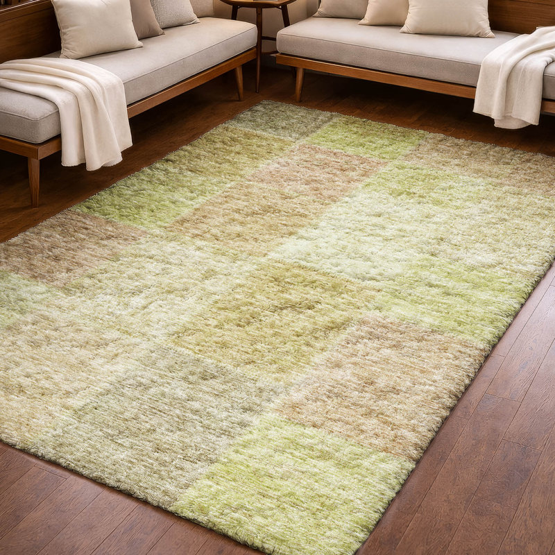 Tapis à poils longs de qualité supérieure lavable à la machine ADS664, Aloès, 9 pi x 12 pi