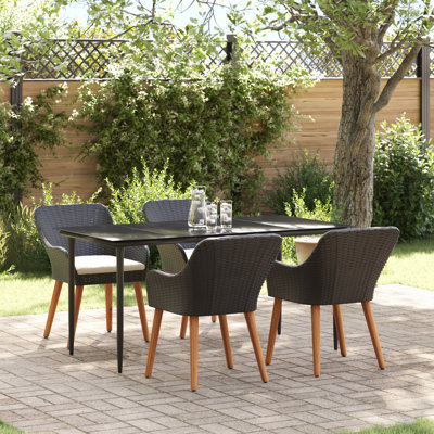 Ensemble de salle à manger de jardin avec coussin 5 pièces vidaXL