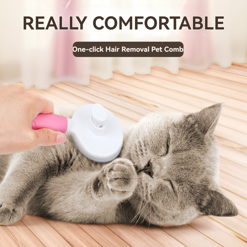 Cat Grooming Brush Self-Cleaning Brush For Dogs And Cats Hair Cleaning Brush, Pink