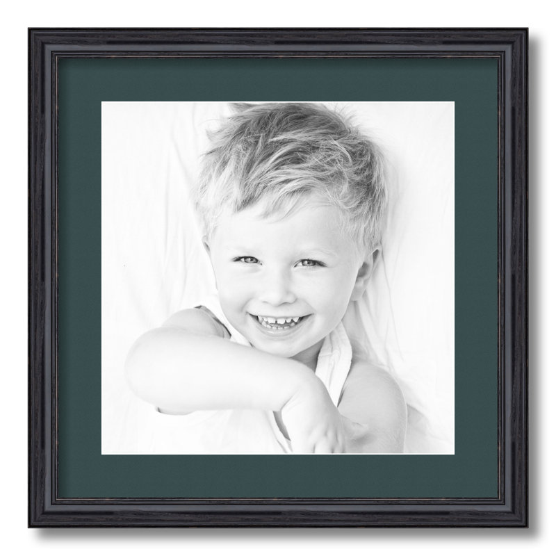 Black Wood Matte Picture Frame with Mat, Evergreen
