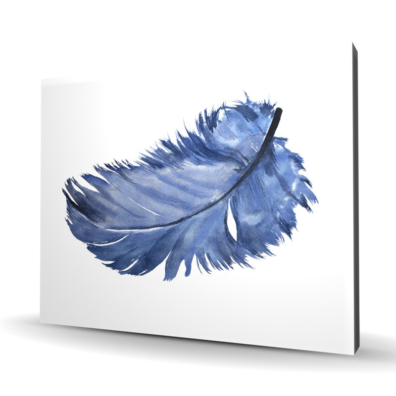 Watercolor Blue Feather - Scandinavian Canvas Bedroom Decor
