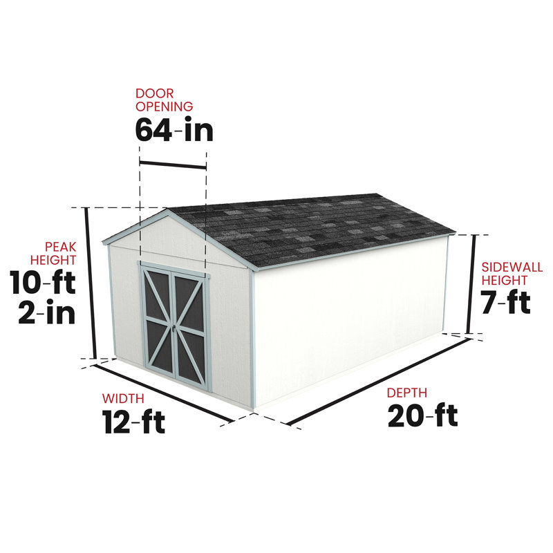 Astoria Wood Storage Shed, 12 ft. W x 20 ft. D, With Floor (Professional Installation), With Floor, With Installation