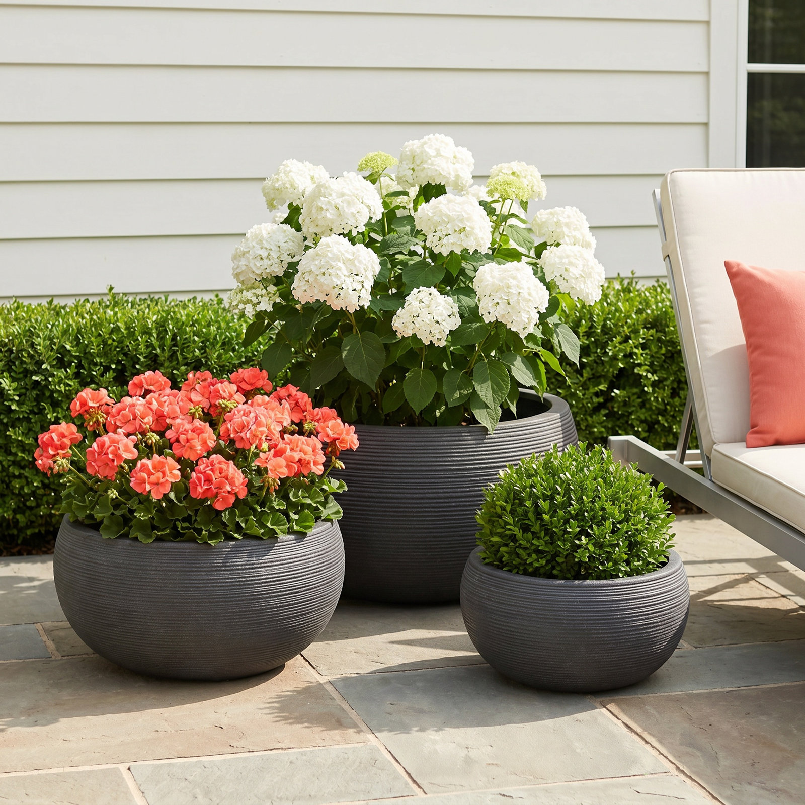Exton Pot Planter, 7" H x 15.75" W x 15.75" D, Lead Lite