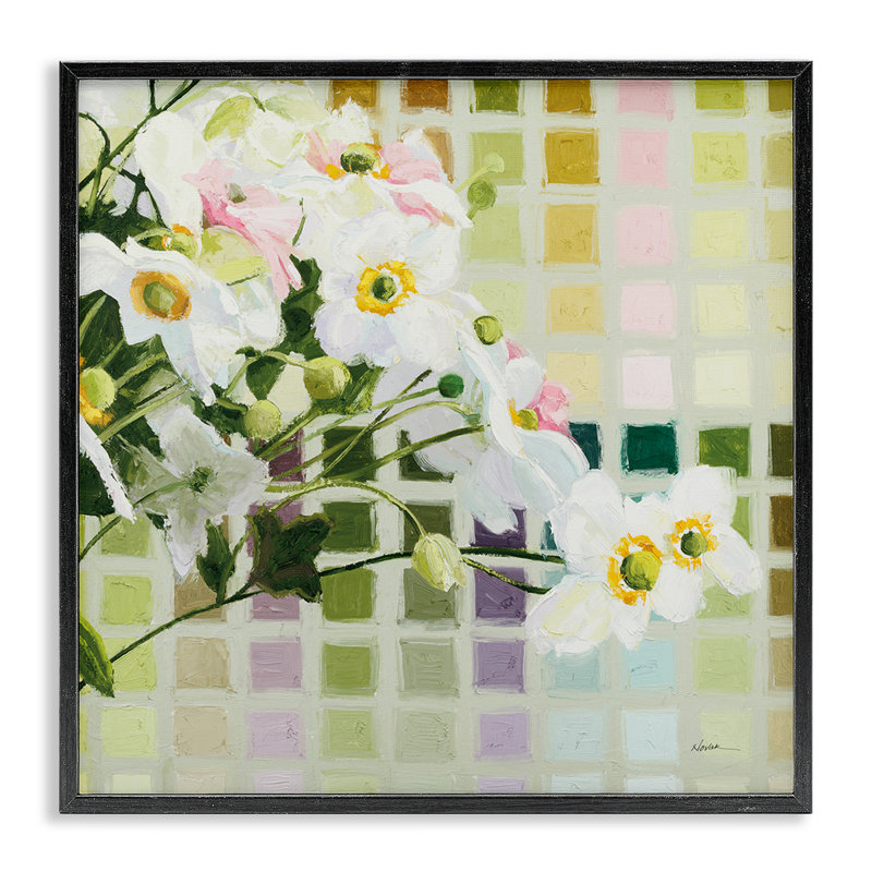 Tableau de couleurs, jonquilles encadrées, estampe numérique, design par Shirley Novak, 24 po x 24 po