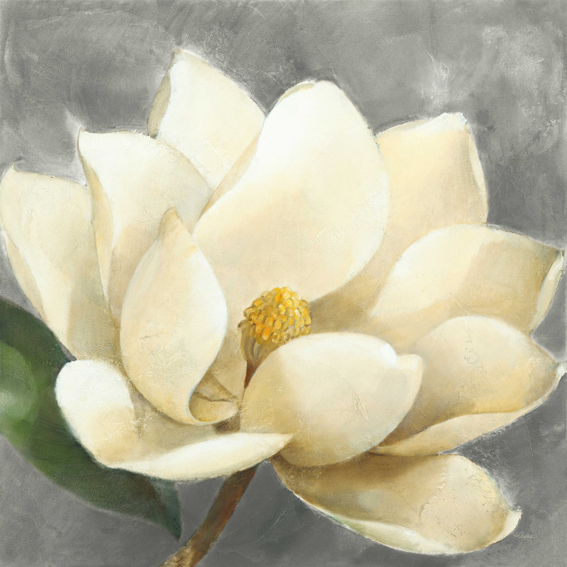 Fleur de magnolia sur fond gris, H 36 po x l 36 po x P 1,25 po