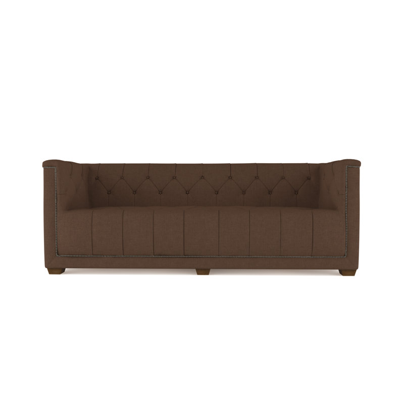 Velvet Sofa, Chocolate Genuine Leather, 84"