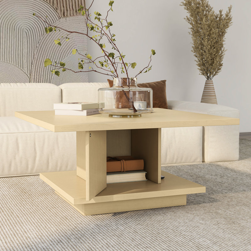 Stallard Manufactured Wood Coffee Table with Storage, Tan, 15.75" H x 31" W x 31"