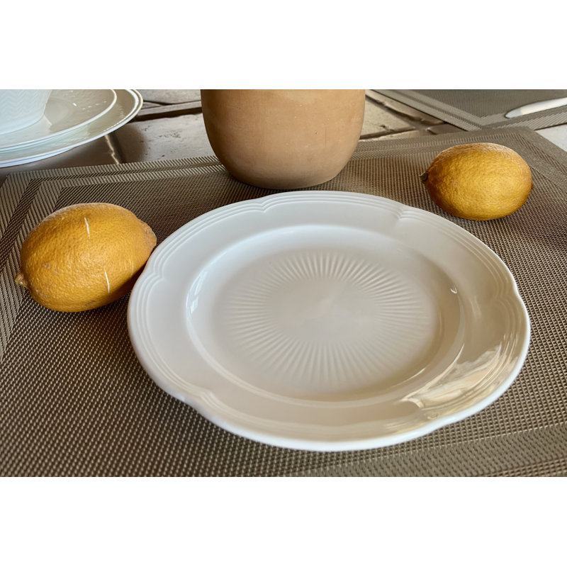 Assiette plate en porcelaine blanche durable Plum Blossom