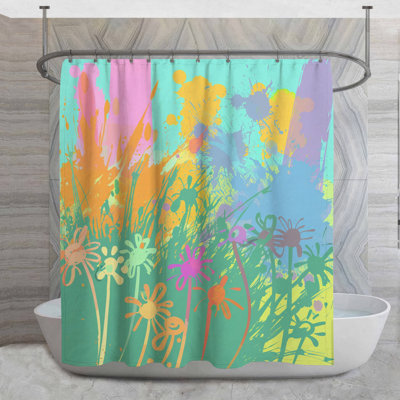 Rideau de douche Spring Flowers - Floral Bathroom Decor Cottage