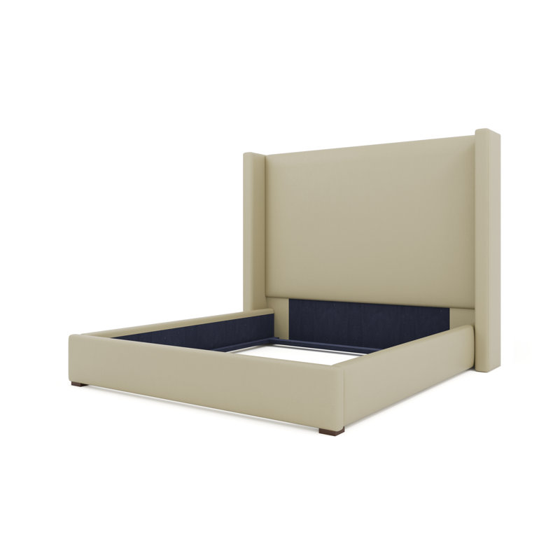 Diland Vegan Leather Wingback Bed, California King, Cream