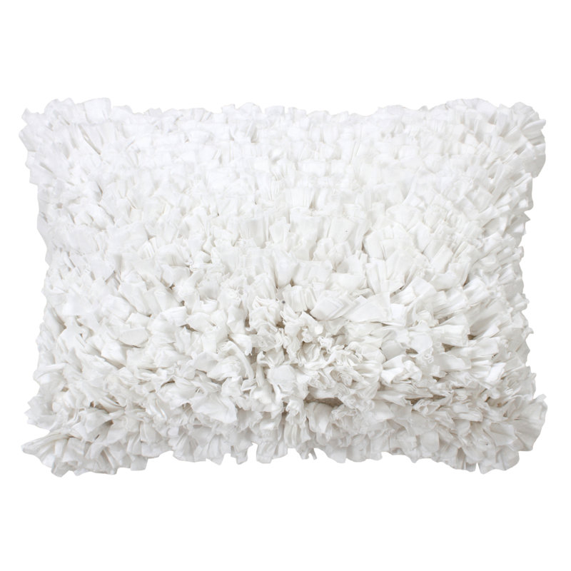 Paper Shag Cotton Reversible Throw Pillow, 14" H x 20" W, White