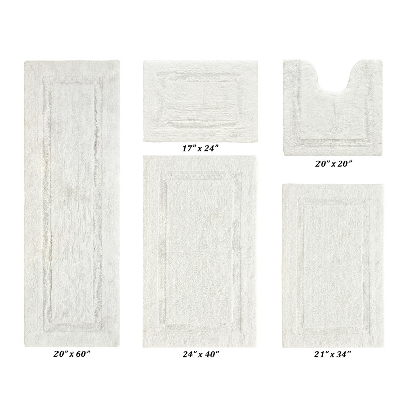 Ensemble de tapis pour salle de bain 5 pièces Lux Premium 2370 GSM, Ivoire, 5 pièces (17 po x 24 po | 20 po x 20 po | 21 po x